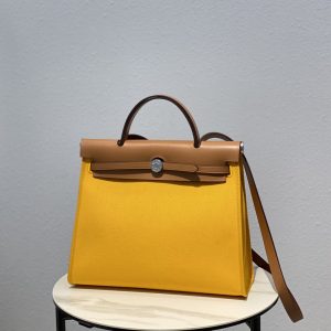 2 hermes herbag zip bag yellow silver toned hardware bag for women womens handbags shoulder bags 122in31cm 2799 1949