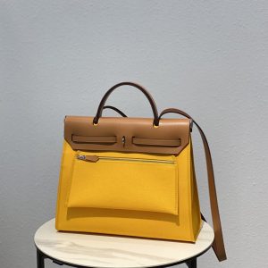6 hermes herbag zip bag yellow silver toned hardware bag for women womens handbags shoulder bags 122in31cm 2799 1949