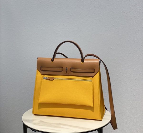 12 hermes herbag zip bag yellow silver toned hardware bag for women womens handbags shoulder bags 122in31cm 2799 1949