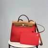 hermes herbag zip bag red silver toned hardware bag for women womens handbags shoulder bags 122in31cm 2799 1951