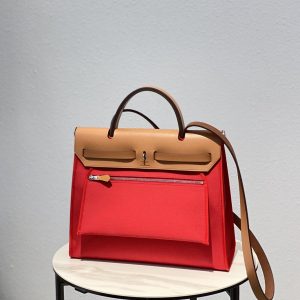 7 hermes herbag zip bag red silver toned hardware bag for women womens handbags shoulder bags 122in31cm 2799 1951