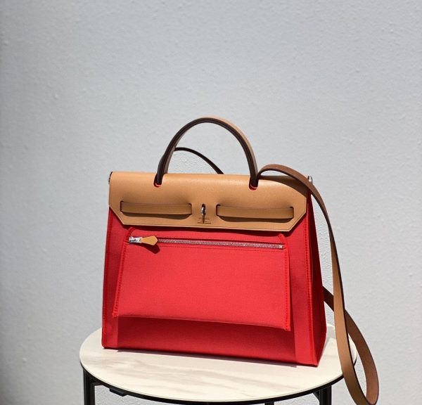 7 hermes herbag zip bag red silver toned hardware bag for women womens handbags shoulder bags 122in31cm 2799 1951