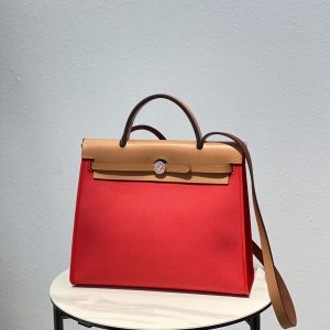 12 hermes herbag zip bag red silver toned hardware bag for women womens handbags shoulder bags 122in31cm 2799 1951