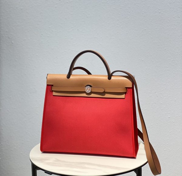 12 hermes herbag zip bag red silver toned hardware bag for women womens handbags shoulder bags 122in31cm 2799 1951