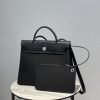 hermes herbag zip bag black silver toned hardware bag for women womens handbags shoulder bags 122in31cm 2799 1952