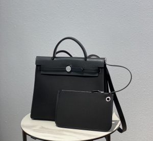 hermes herbag zip bag black silver toned hardware bag for women womens handbags shoulder bags 122in31cm 2799 1952