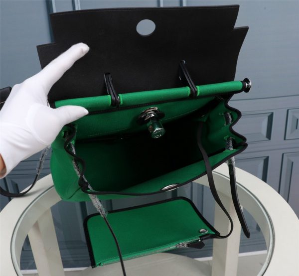 2 hermes buckle lock shape striped green silver toned hardware bag for women womens handbags shoulder bags 108in30cm 2799 1953