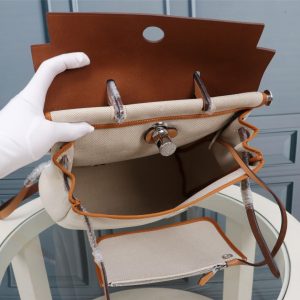 7 hermes buckle lock shape striped beige silver toned hardware bag for women womens handbags shoulder bags 108in30cm 2799 1955