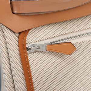 9 hermes buckle lock shape striped beige silver toned hardware bag for women womens handbags shoulder bags 108in30cm 2799 1955
