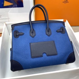 7 hermes birkin cargo 25 blue silver toned hardware bag for women womens handbags shoulder bags 98in25cm 2799 1980