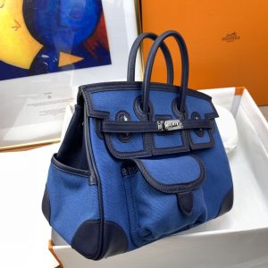 8 hermes birkin cargo 25 blue silver toned hardware bag for women womens handbags shoulder bags 98in25cm 2799 1980