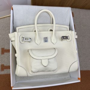 hermes birkin cargo 25 white silver toned hardware bag for women womens handbags shoulder bags 98in25cm 2799 1983