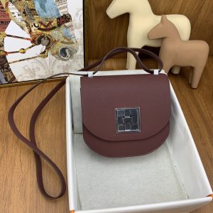 hermes mosaique 17 burgundy silver toned hardware bag for women womens handbags shoulder bags 67in17cm 2799 1989