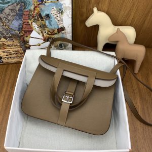 2 hermes halzan 31 brown silver toned hardware bag for women womens handbags shoulder bags 122in31cm 2799 1991