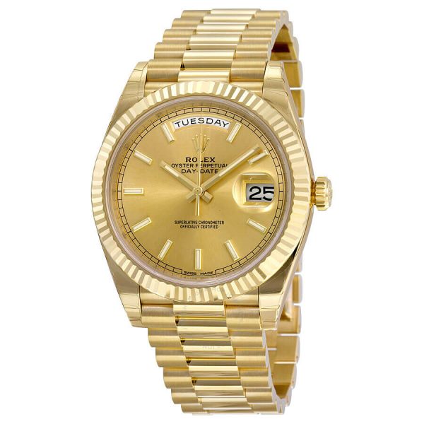 rolex daydate 40 champagne dial yellow gold president automatic mens watch 228238 3