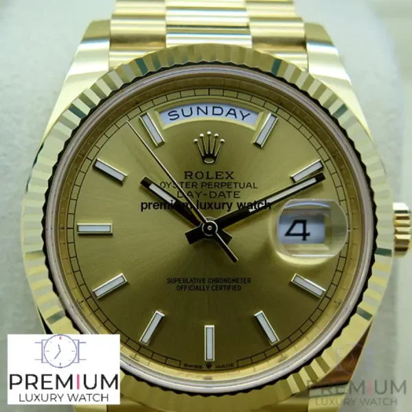 4 rolex daydate 40 champagne dial yellow gold president automatic mens watch 228238 1 2