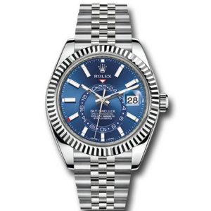Rolex Oyster Perpetual Sky Dweller Blue Index Dial 42Mm Jubilee White Gold Fluted 326934