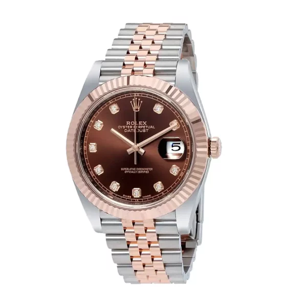 1 rolex datejust 41mm steel and everose gold chocolate dial diamond mens watch 126331 2