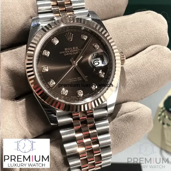 4 rolex datejust 41mm steel and everose gold chocolate dial diamond mens watch 126331 2