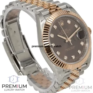 5 rolex datejust 41mm steel and everose gold chocolate dial diamond mens watch 126331 2