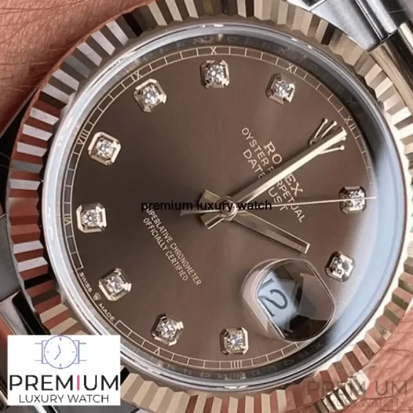 6 rolex datejust 41mm steel and everose gold chocolate dial diamond mens watch 126331 2