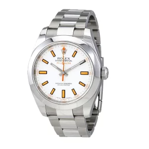9 rolex 40mm milgauss mens automatic white dial watch 116400
