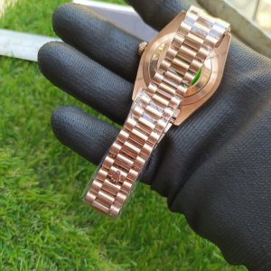 6 rolex everose gold daydate 40mm watch fluted bezel brown ombre diamond dial president bracelet mens watch
