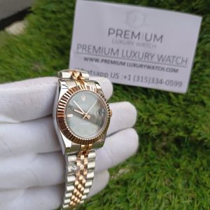 2 rolex lady datejust 31mm two tone rose gold roman dial wimbledon jubilee wrist watch