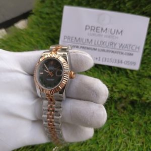 3 rolex lady datejust 31mm two tone rose gold roman dial wimbledon jubilee wrist watch