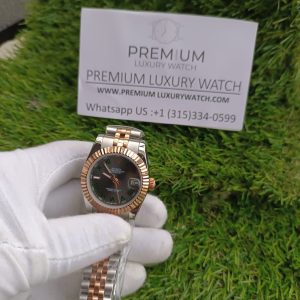 9 rolex lady datejust 31mm two tone rose gold roman dial wimbledon jubilee wrist watch