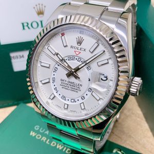 2 rolex skydweller automatic mens 42mm white gold white dial oyster watch 326934