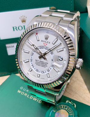 2 rolex skydweller automatic mens 42mm white gold white dial oyster watch 326934
