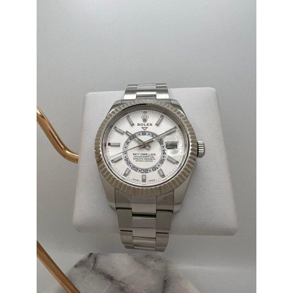 4 rolex skydweller automatic mens 42mm white gold white dial oyster watch 326934