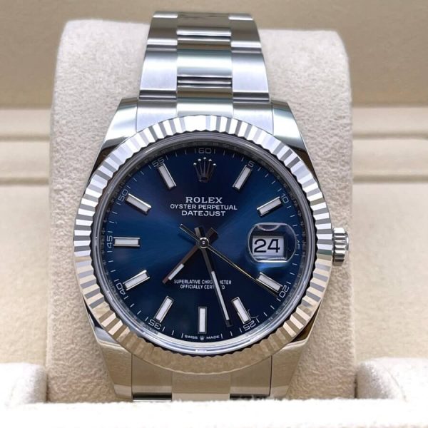 10 rolex datejust 41mm white gold stainless steel blue dial oyster bracelet wrist watch 126334