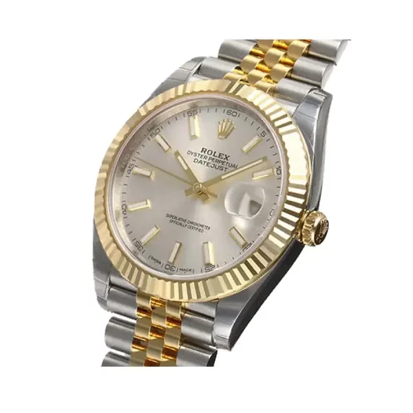 6 rolex datejust 126333 silver index jubilee 41mm steel and yellow gold mens watch