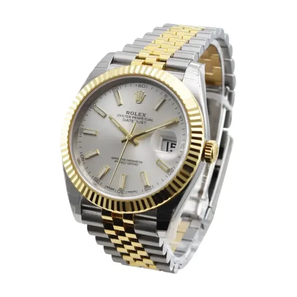 7 rolex datejust 126333 silver index jubilee 41mm steel and yellow gold mens watch