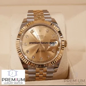 2 rolex datejust 41mm steel and yellow gold with champagne and diamond dial 126333
