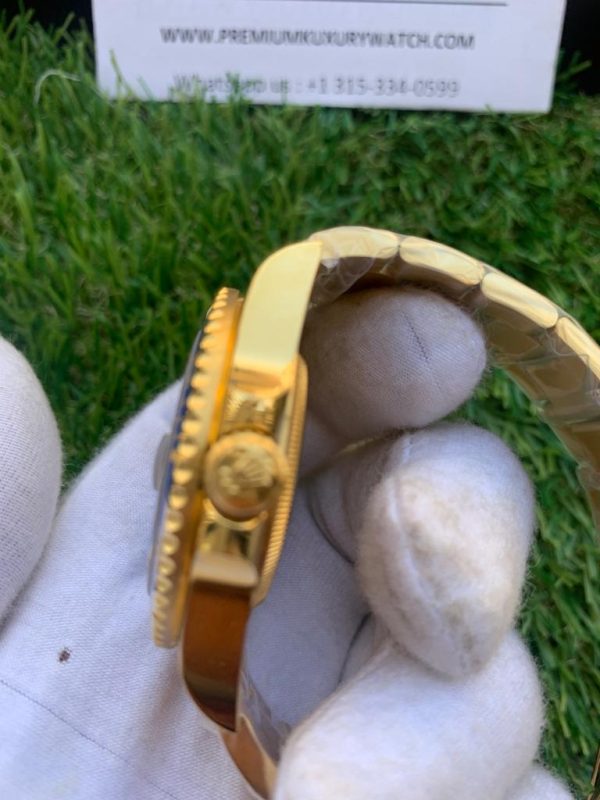 5 rolex submariner date yellow gold blue 40mm dial ceramic bezel oyster bracelet 116618lb