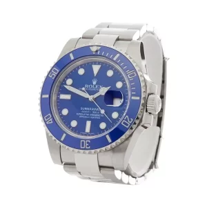 1 rolex submariner date white gold 40mm blue dial ceramic bezel oyster bracelet 116619lb