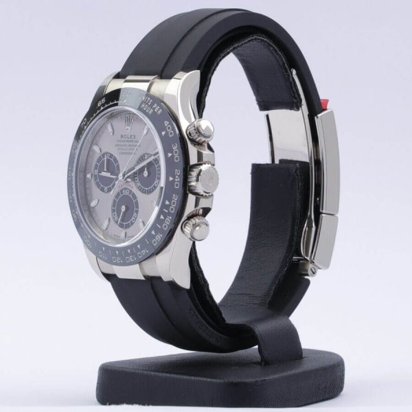 5 rolex daytona white gold 116519ln 40mm black rubber belt watch
