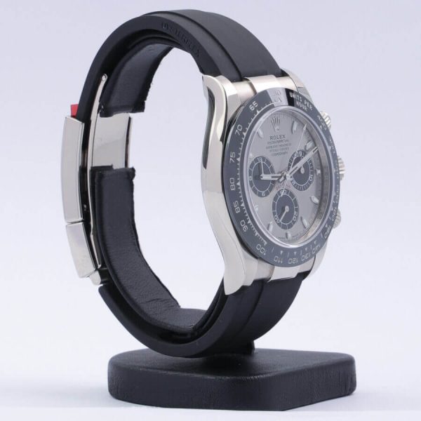 6 rolex daytona white gold 116519ln 40mm black rubber belt watch