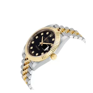 2 rolex datejust 41mm yellow goldsteel black diamond dial fluted bezel jubilee bracelet 126333