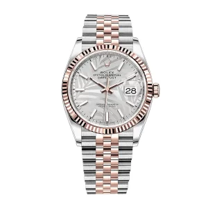rolex oyster perpetual datejust 41mm two tones silver fluted motif dial jubilee bracelet wrist watch