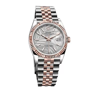 1 rolex oyster perpetual datejust 41mm two tones silver fluted motif dial jubilee bracelet wrist watch