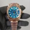 new rolex skydweller rose gold blue index dial fluted bezel oyster bracelet 336935