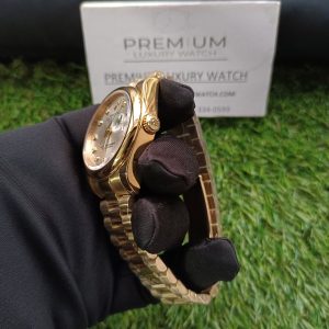 2 rolex datejust 36mm yellow gold silver diamond dial president bracelet mens watchunisex wrist watch