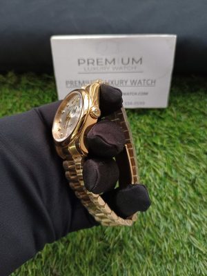 2 rolex datejust 36mm yellow gold silver diamond dial president bracelet mens watchunisex wrist watch