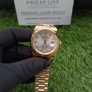 4 rolex datejust 36mm yellow gold silver diamond dial president bracelet mens watchunisex wrist watch