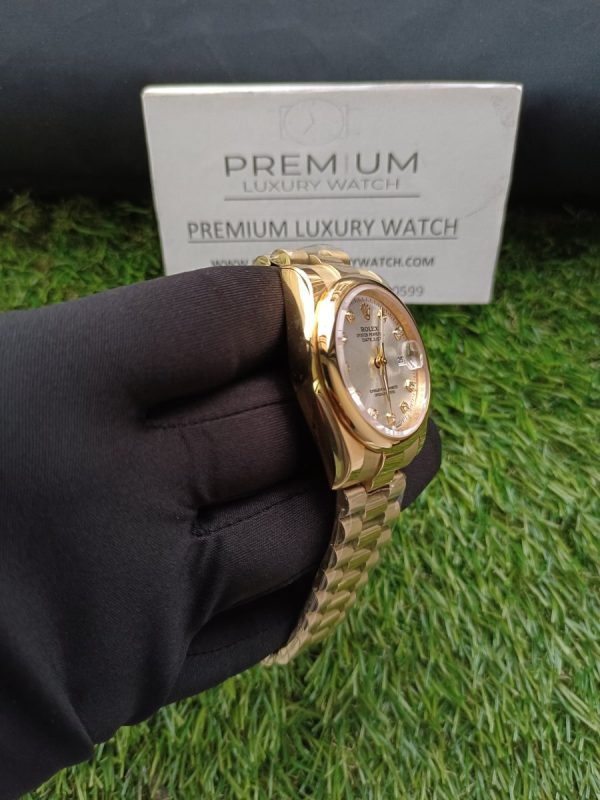 6 rolex datejust 36mm yellow gold silver diamond dial president bracelet mens watchunisex wrist watch
