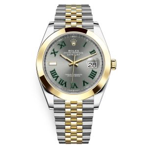 rolex datetrucker 126303 wimbledon dial twotone 41mm fixed jubilee bracelet wrist watch